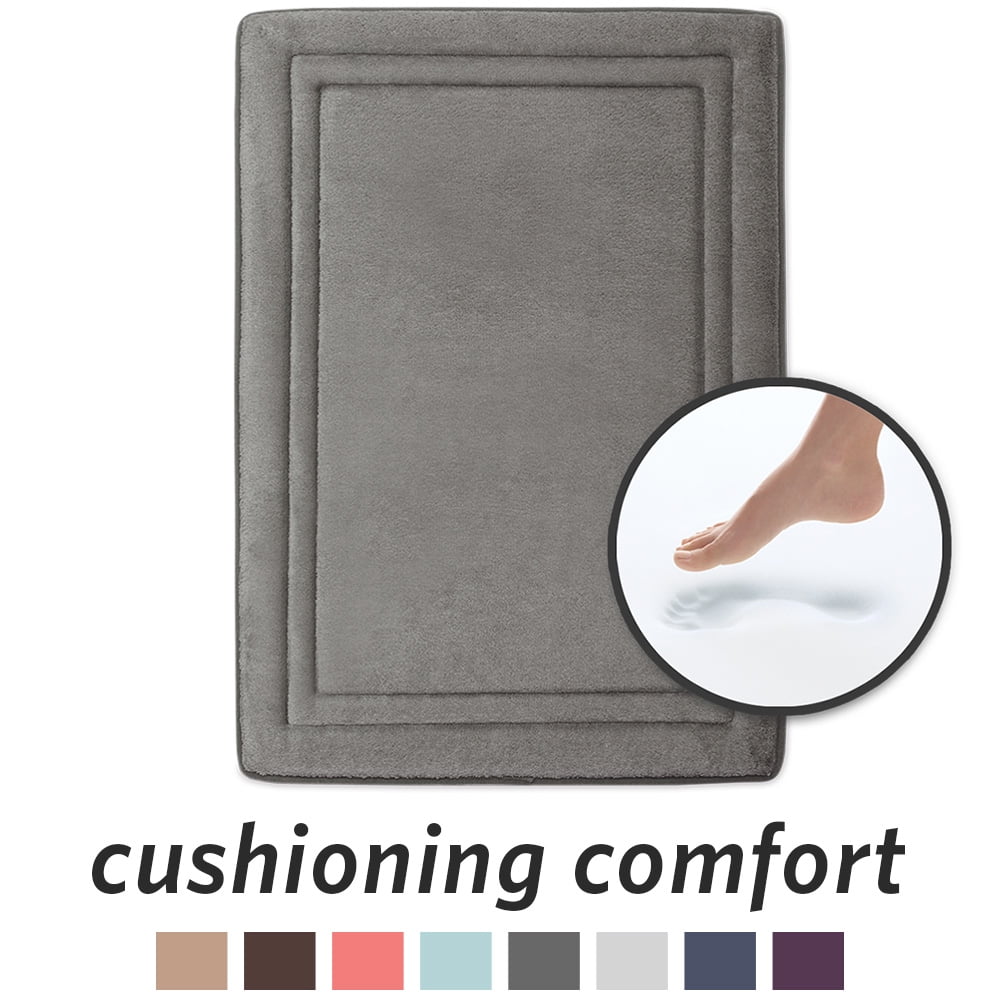 Dark Gray Memory Foam Quick Drying Bath Mat 17" x 24"
