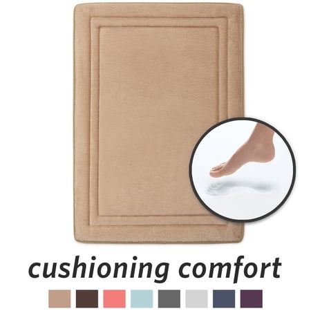Microdry Quick Drying Memory Foam Bath Mat, 17" x 24", Linen