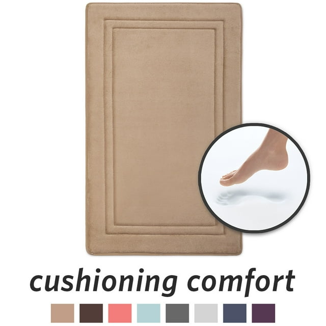 Microdry Quick Drying Memory Foam Bath Mat, 21" x 34", Linen