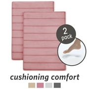 Microdry Quick Drying Memory Foam Bath Mat Set, Pink (2-Piece)