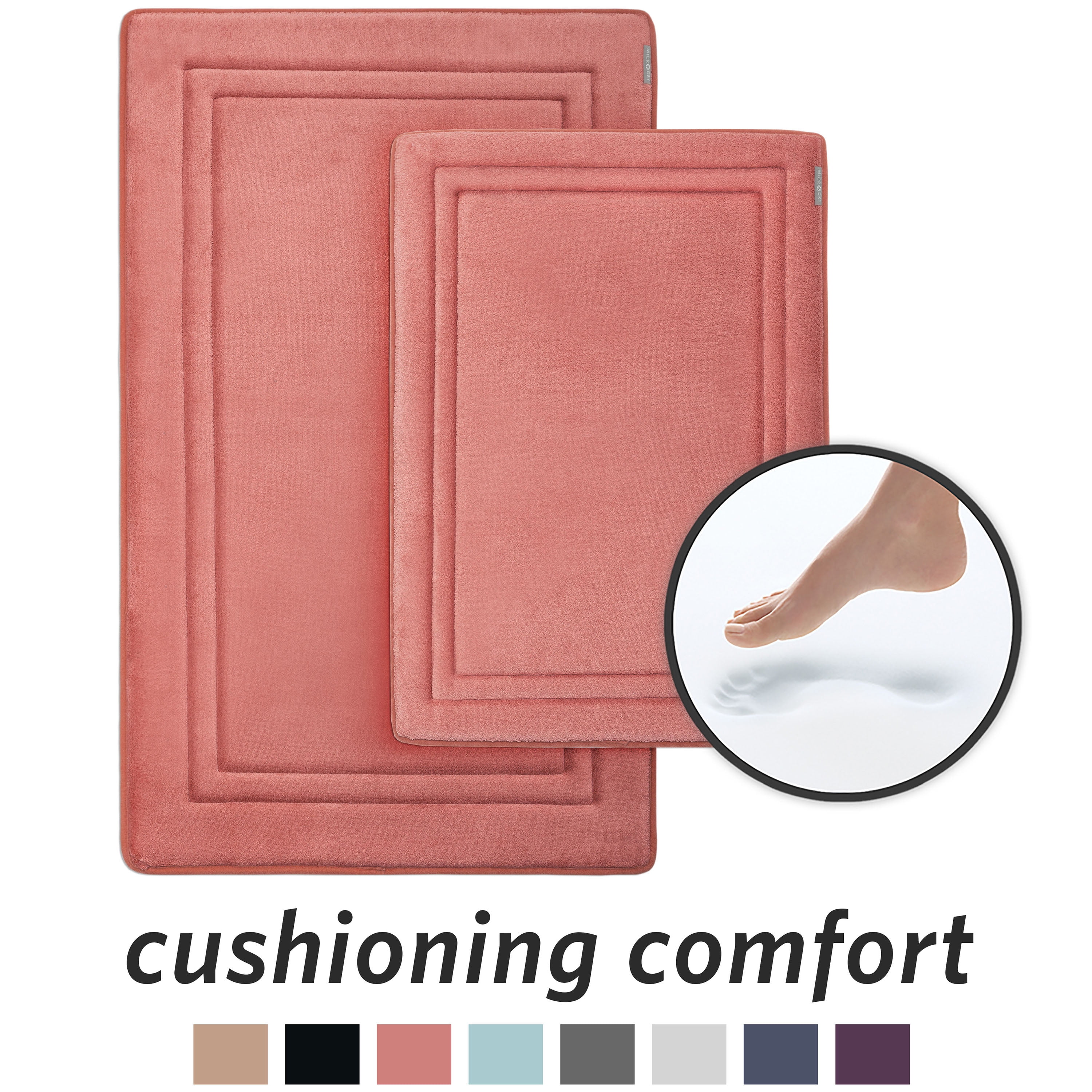 Microdry Quick Drying Memory Foam Bath Mat Set, Rose (2Piece