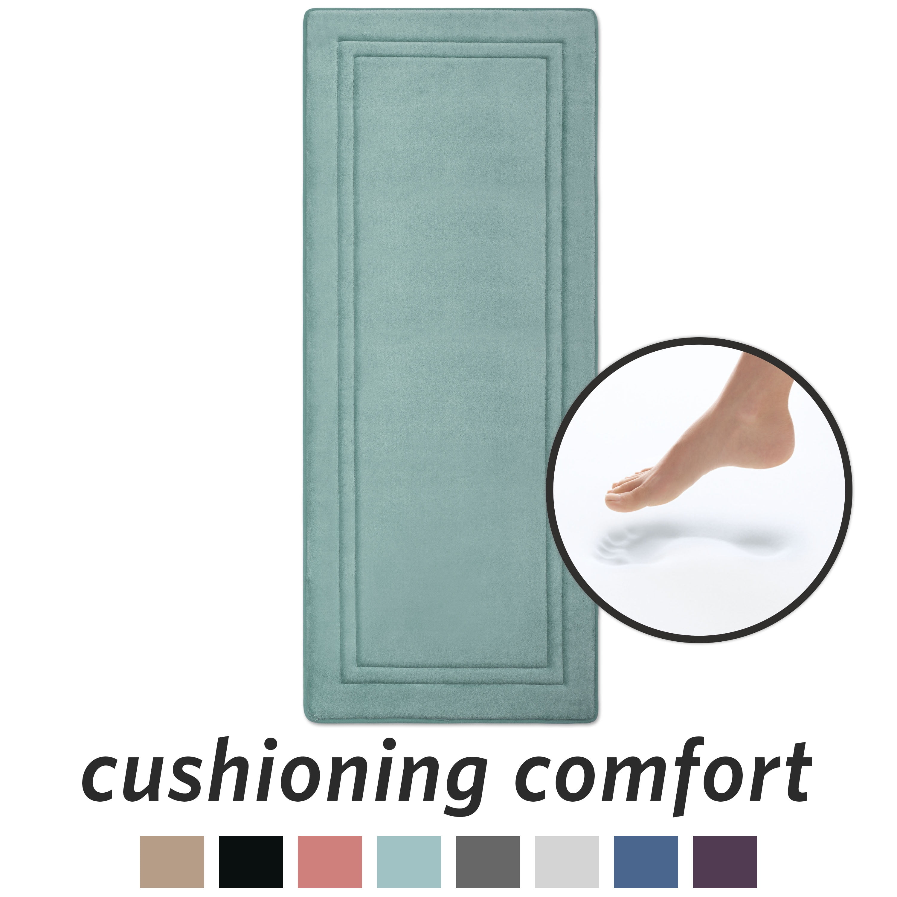 Aqua Quick Drying Memory Foam Bath Mat with Skid Resistant Base