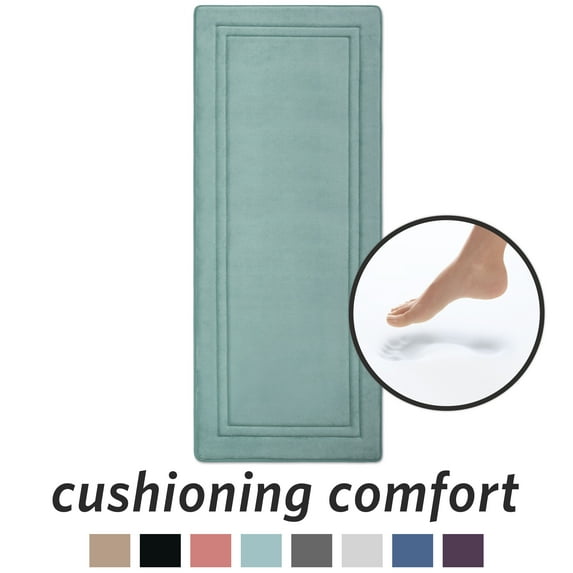 Microdry Quick Drying Memory Foam Framed Contour Bath Mat with GripTex Skid-Resistant Base, 21" x 24", Blue