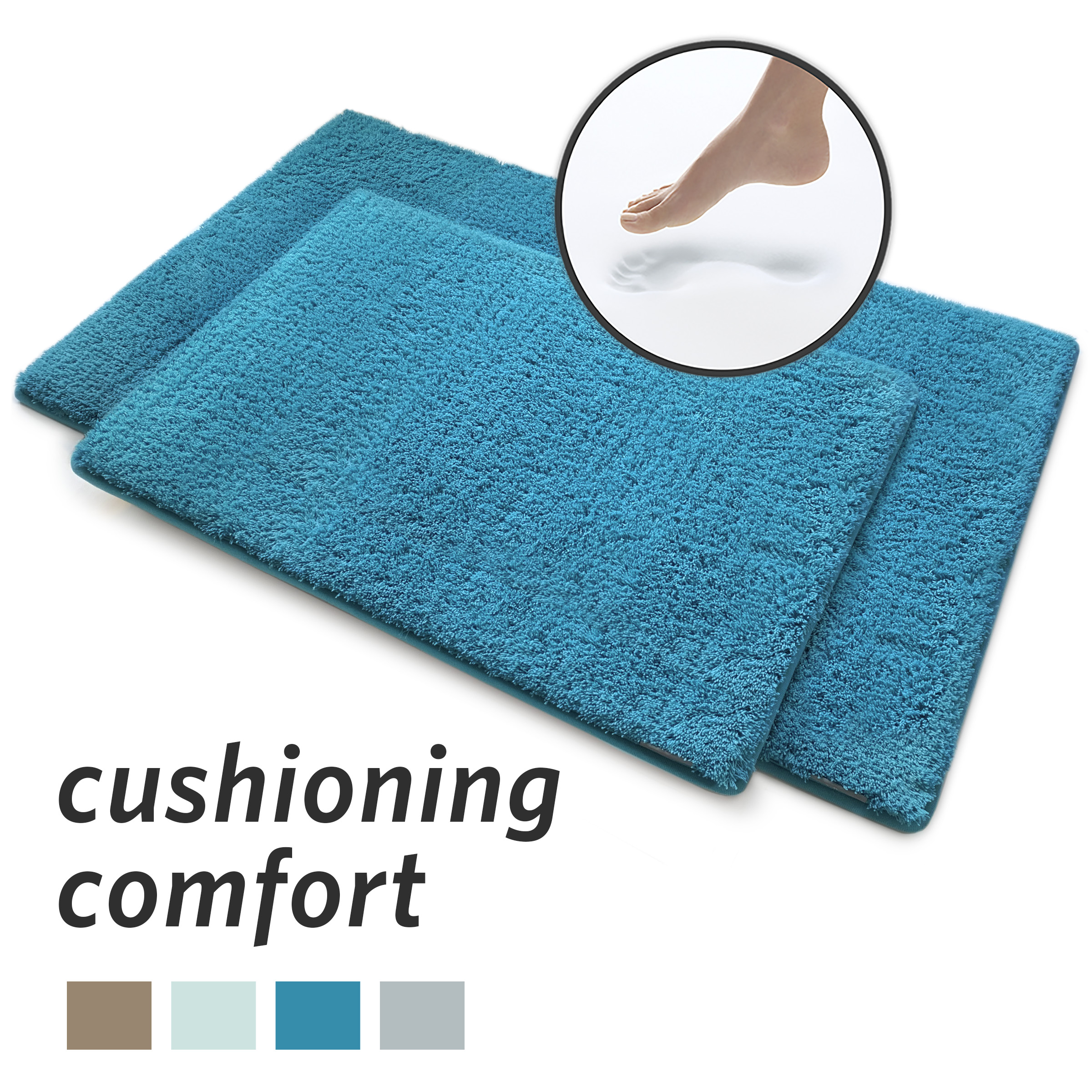 Microdry Soft & Cozy Memory Foam Bath Mat 2Piece Set, Brown