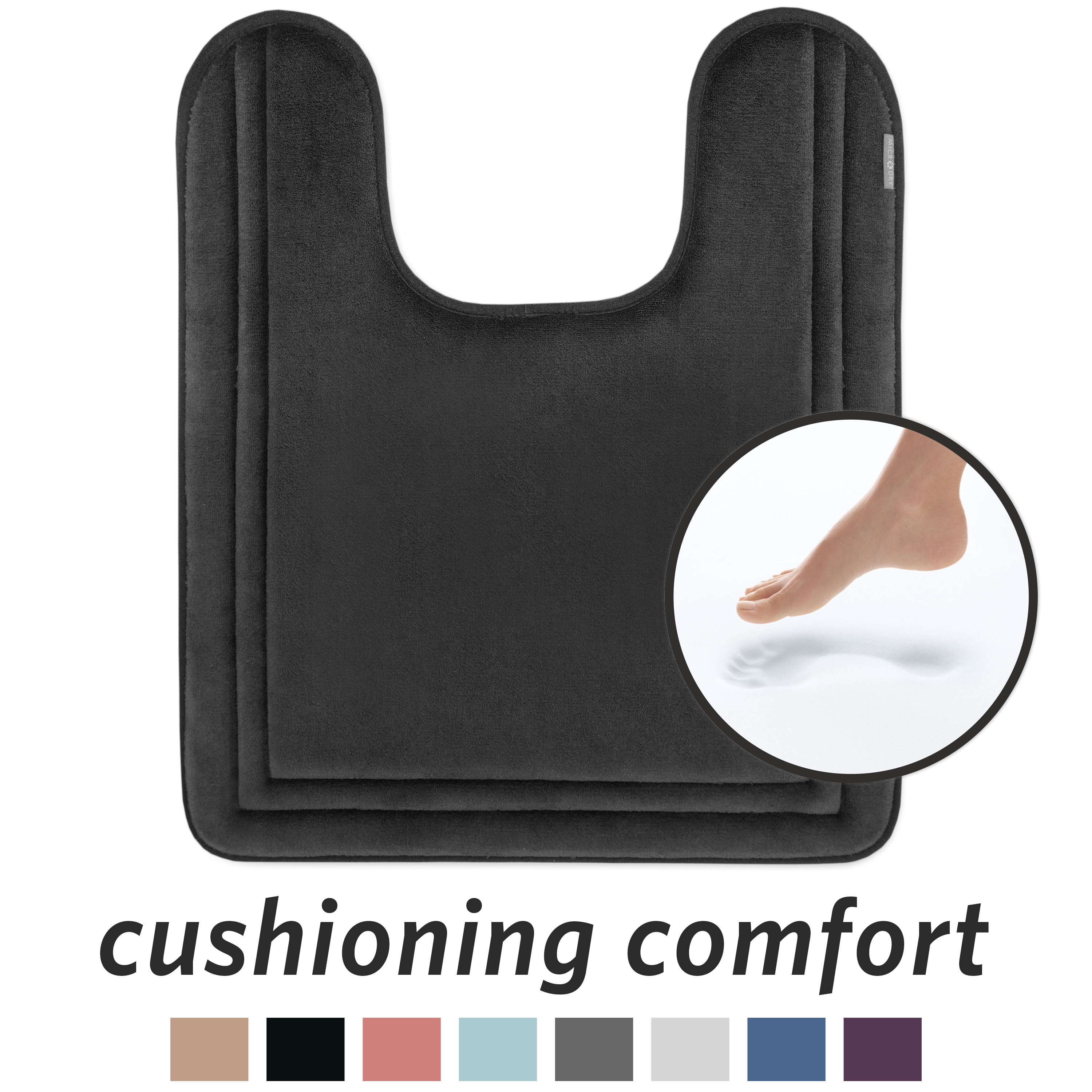 Microdry Solid Print Memory Foam Bath Mat, 21" x 24", Black