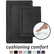Microdry Solid Print Memory Foam Framed Bath Mat, Black (2-Piece)