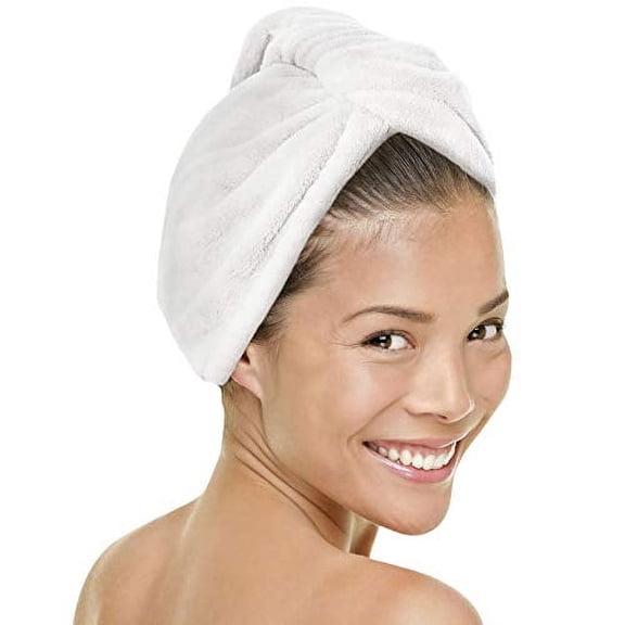 Microdry Ultra Absorbent Quick Drying Softloft Hair Wrap Towel Turban, White