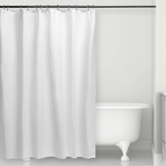 Microdry Water-Repellent Fabric Embossed Shower Curtain Liner for Bathroom, 72" x 72", White