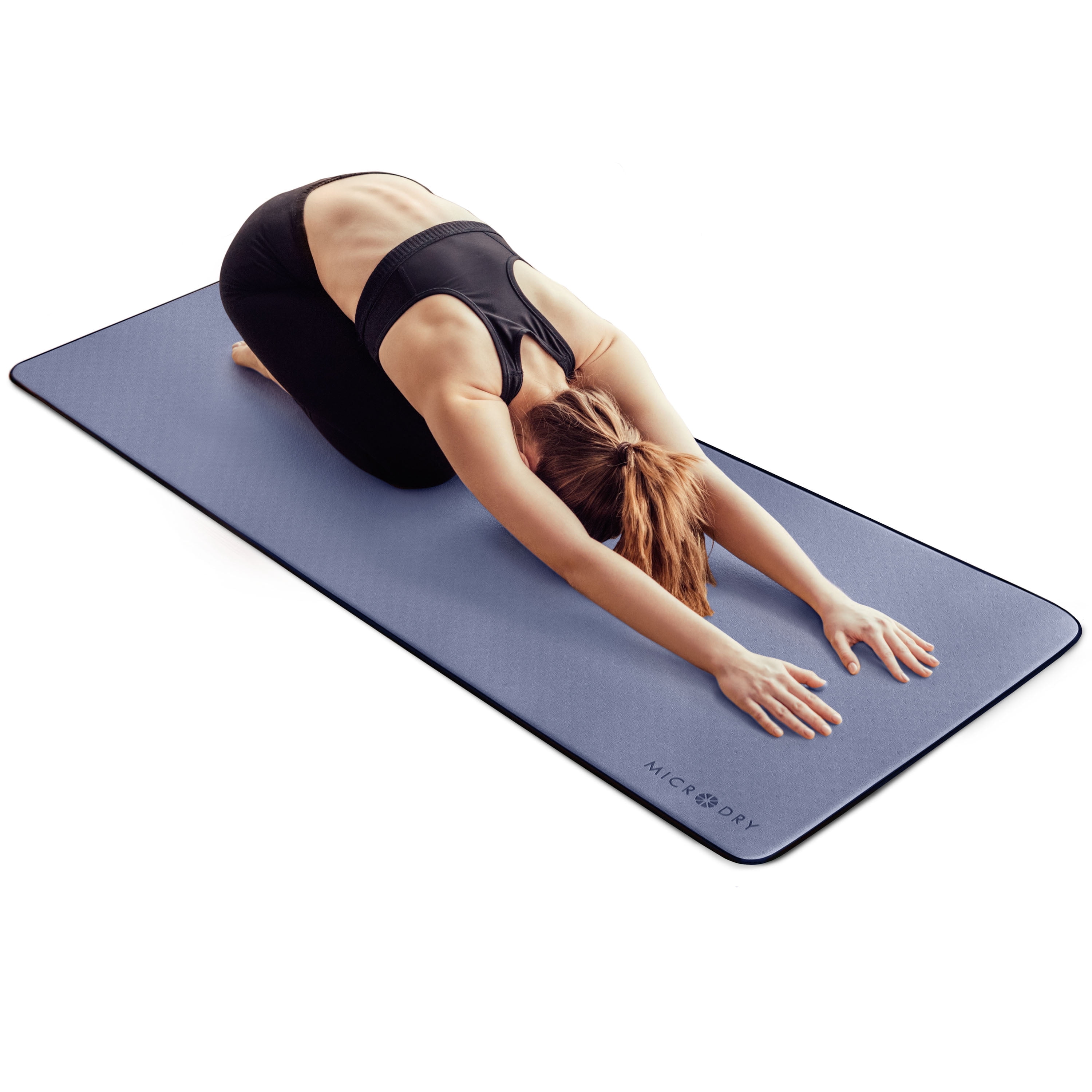 Microdry Yoga Mat Extra Thick Skid Resistant 72" x 26" Blue