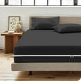 thumbnail image 1 of Microfiber 3 Pcs Zipper Fitted Sheet King Size, Include 1 Zipper Fitted Sheet (78X80) 8 "Inch Deep Pocket With 2 Pillowcase (20X36) Soft and Easy to Put - Black Color, 1 of 9