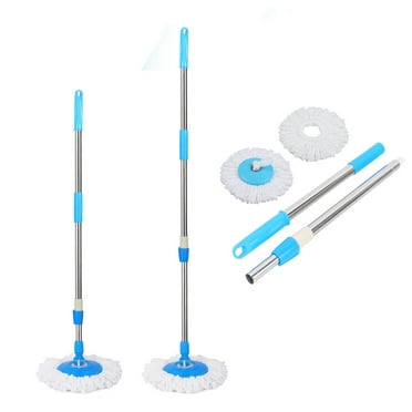 Microfiber 360 Spin Mop Handle With 2 Set Head Refills Upgraded Spinning Cleaning Tool For Press Type Buckets, Blue