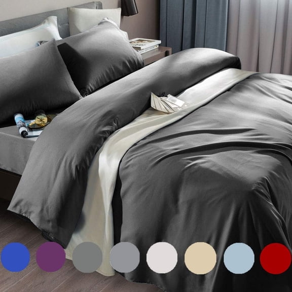 Microfiber 6 Piece Bed Sheet Set with Deep Pockets for California King Mattress Dark Grey