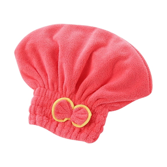 Microfiber Absorbent Hair Drying Cap Soft Towel Hat with Elastic Band and Bow for Home Bathroom Spa Use