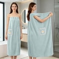 thumbnail image 1 of Microfiber Absorbent Wearable Bath Towel Wrap With Pocket And Button, 1 of 6