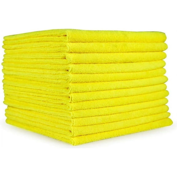 Microfiber All Purpose Cleaning Cloth, Bulk Microfiber Towel for Home, Reusable and Lint Free Cloth Towels for Car, Yellow Color (50 Count)
