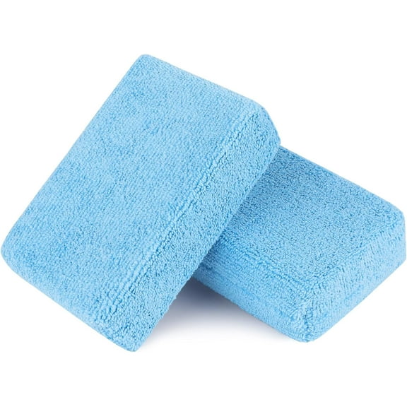 Microfiber Applicator Pads-2Pack, Car Wash Sponge, Premium Microfiber Sponge and Cleaning Pads, Perfect for Effortless Wax, Sealant, and Conditioner Application - Blue