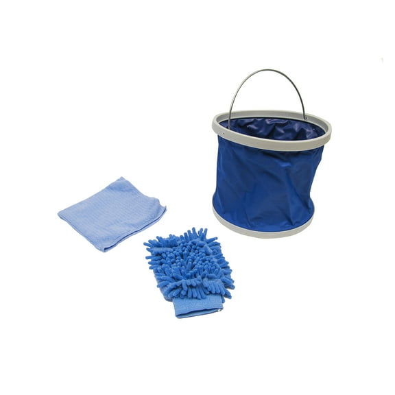 Microfiber Auto Detailing Kit Compact Collapsible Wash Bucket Cloth Mitt Car Vehicle Exterior Cleaning Set
