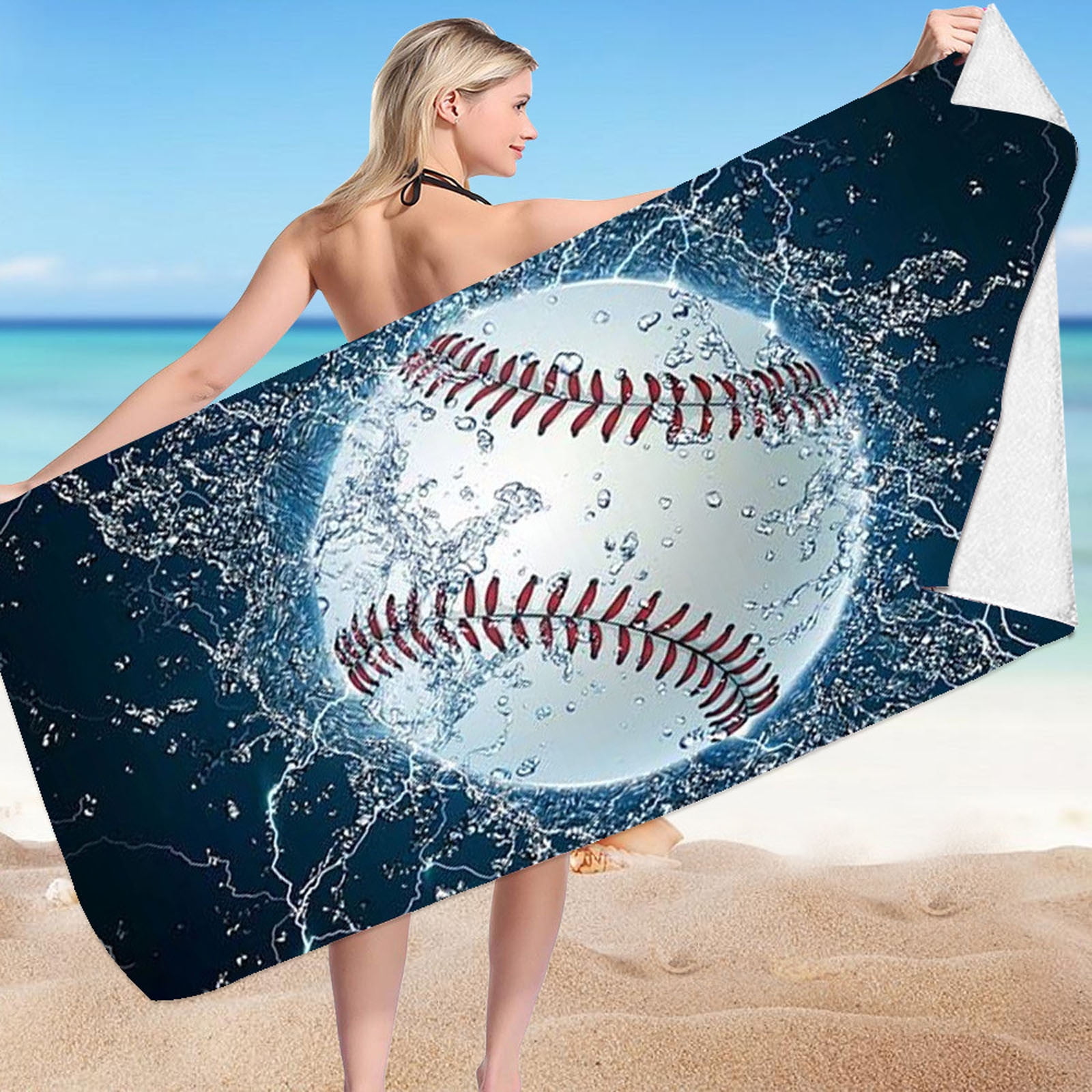 Baseball Beach Towel - 32x52 Inch, Microfiber, Quick Dry, Oversized Sports Towel