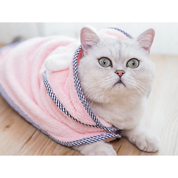 Microfiber Bath Gown for Small Dog and Cat Bath Robe Towel, Quick Drying, Microfiber Towel, Pink, Small