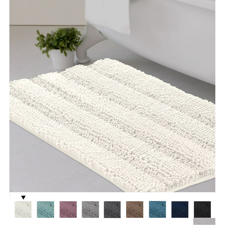H.VERSAILTEX Microfiber Bath Rugs Chenille Floor Mat Ultra Soft Washable  Bathroom Dry Fast Water Absorbent Bedroom Area Rugs Grey, 20 inches by 32