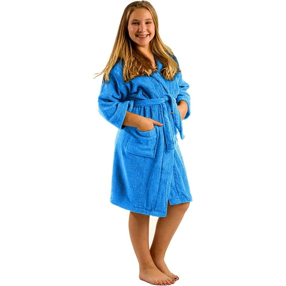 Microfiber Bath robe for Kids Girls, Boys Teenagers, Petites, LARGE, AQUA Color