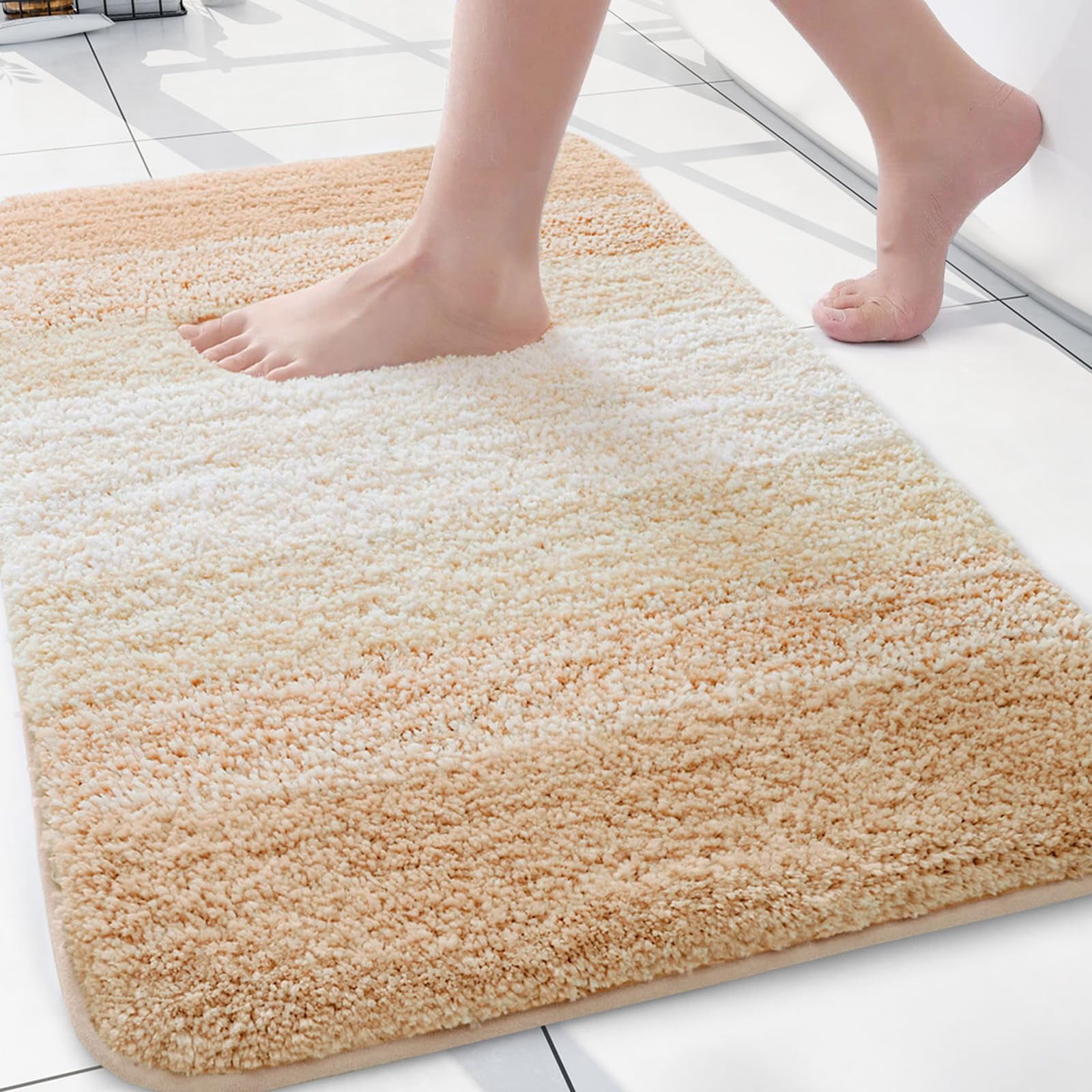 Microfiber Bathroom Rug Soft Absorbent Non-Slip Thick Plush Machine Washable Bath Mat for Tub and Shower 24x16 Blue Rectangle