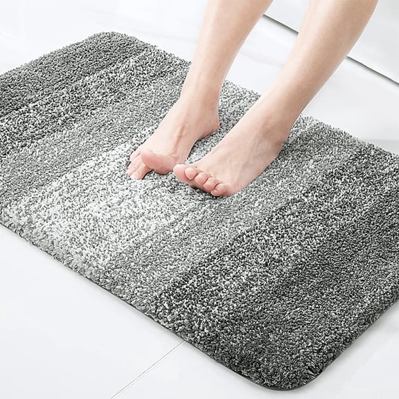 Microfiber Bathroom Rugs, 16"x24" Grey Luxury Extra Soft and Absorbent Bath Mat, Non-Slip Plush Bath Carpet