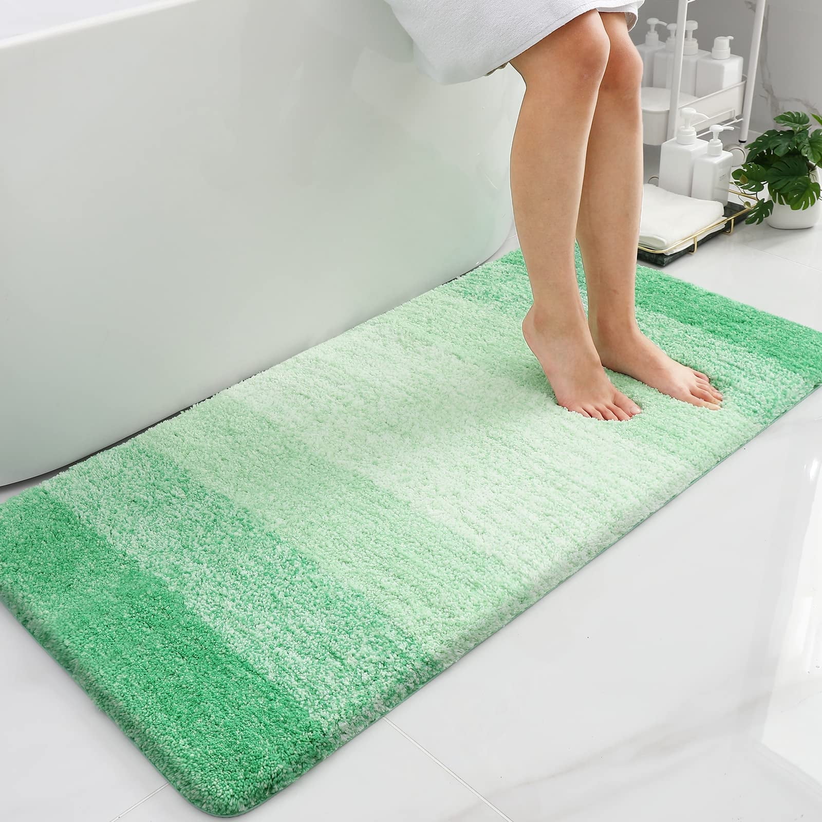 Microfiber Bathroom Rugs, 24"x47" Green Luxury Extra Soft and Absorbent ...