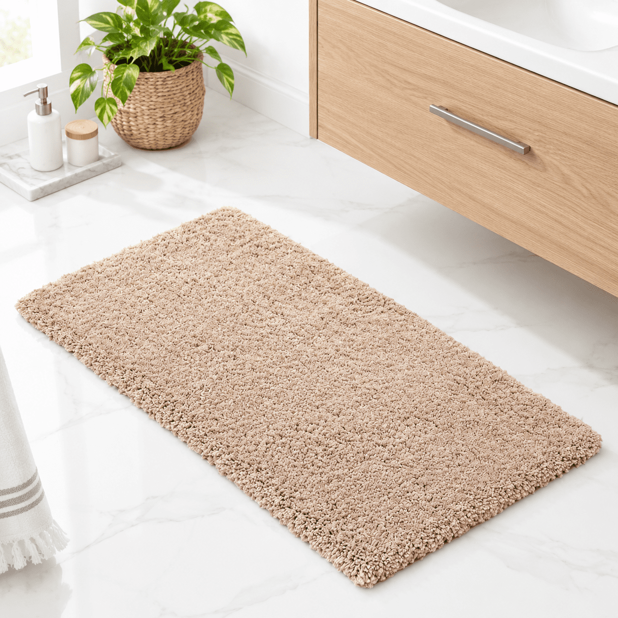 Microfiber Bathroom Rugs 48x24 Absorbent Soft Non Slip Beige - Walmart.com