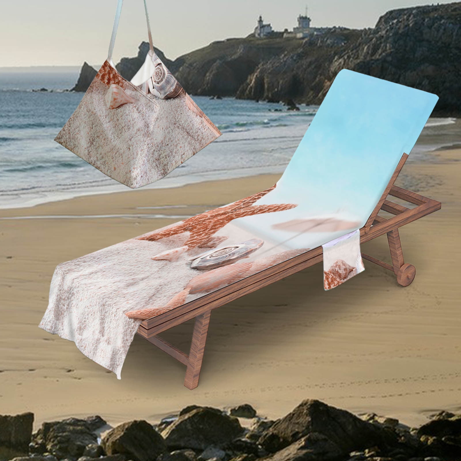 Microfiber Beach Chair Cover with Side Pockets x