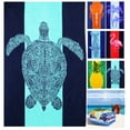 thumbnail image 1 of Microfiber Beach Towel 72' x 36' Oversized Towels Stuff Sand Free Extral Large XL Quick Dry Camp Big Pool Sandproof Travel Gift Mat  Tropical Blue Turtle, 1 of 7