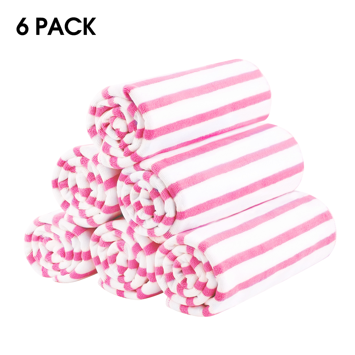 Microfiber Beach Towel,Cabana Stripe Bath Towel 6 Pack,27"x55