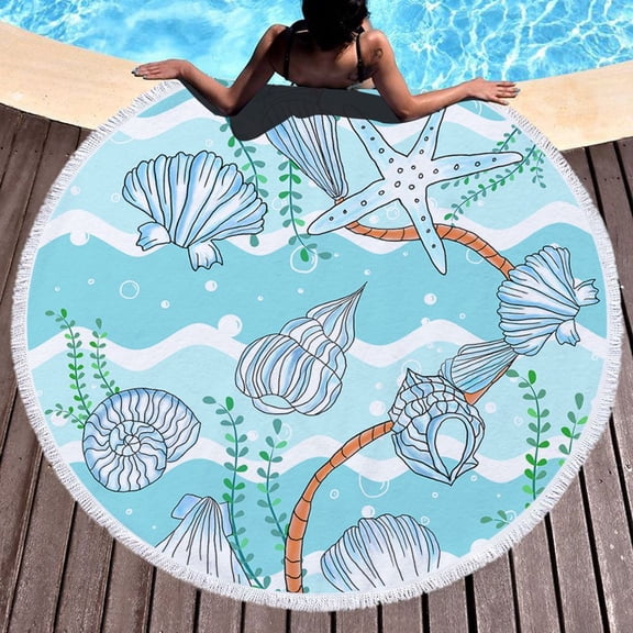 Microfiber Beach Towel Flamingo Series Round Beach Towel Beach Shawl Bath Towel