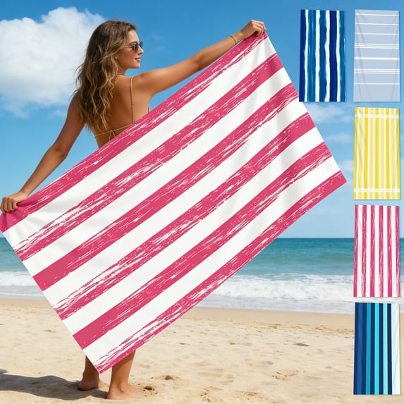 Microfiber Beach Towel Large 59 x 29.5 in | Soft Quick-Dry Sand Free Absorbent Blanket | Lightweight Foldable Travel Swimming Pool Towel | Multicolor | 1 Pack