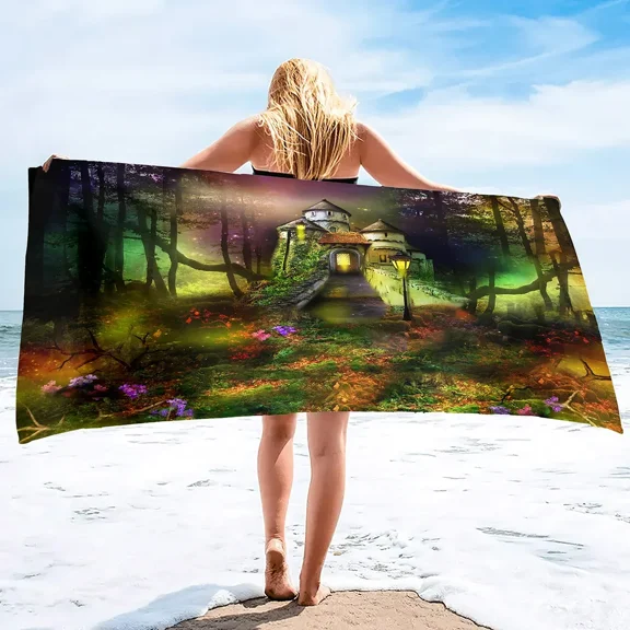 Microfiber Beach Towel,Quick Dry Beach Towel, Extra Large Beach Pool Towels for Adults, Travel Camp Towel for Kid Castle Pattern (8)