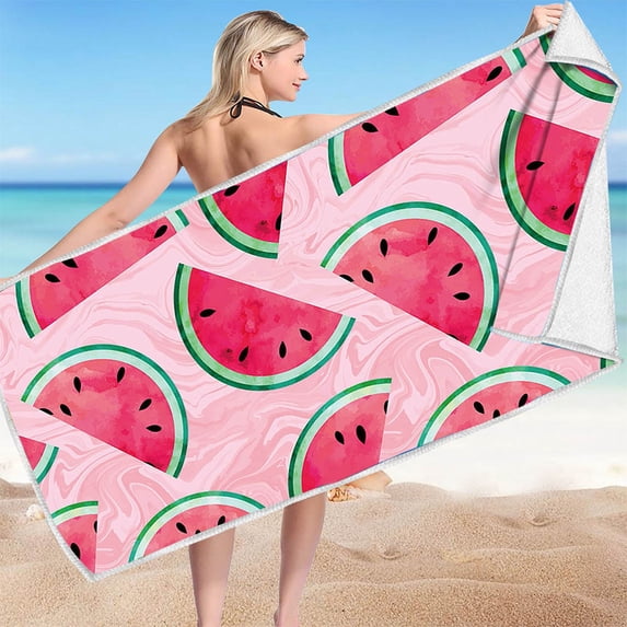Microfiber Beach Towel Quick Dry Sand Free Tropical Print Oversized Beach Towel for Adults Summer Vacation and Pool Party