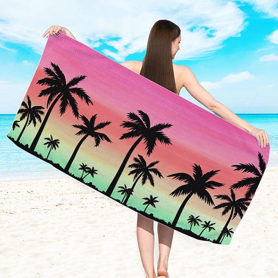 Microfiber Beach Towel Quick Dry Sand Resistant Summer Coastal Print Oversized Beach Towel for Adults Summer Vacation and Cruise