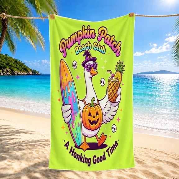 Microfiber Beach Towel Quick Dry Summer Halloween Goose Swim Towel for Pool Bath Gym Outdoor Travel Accessories Green S