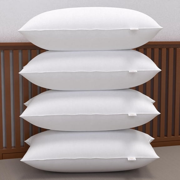 Microfiber Bed Pillows For Sleeping Without Cover, White Pillows- 26x17 Inches | Height Adjustable White Pillows, Rectangular Shape, Easy Maintenance, Superior Softness - Pack Of 4