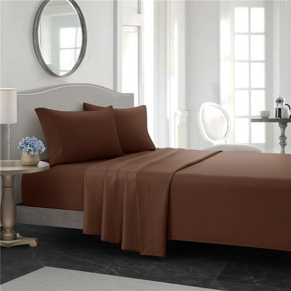 Microfiber Bed Sheet Set Hotel Style Deep Pocket,Cool & Breathable Bed Sheets Coffee