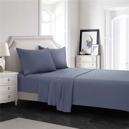 Microfiber Bed Sheet Set Hotel Style Deep Pocket,Cool & Breathable Bed Sheets Grey blue