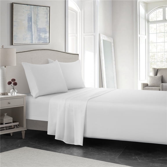 Microfiber Bed Sheet Set Hotel Style Deep Pocket，Cool & Breathable Bed Sheets White