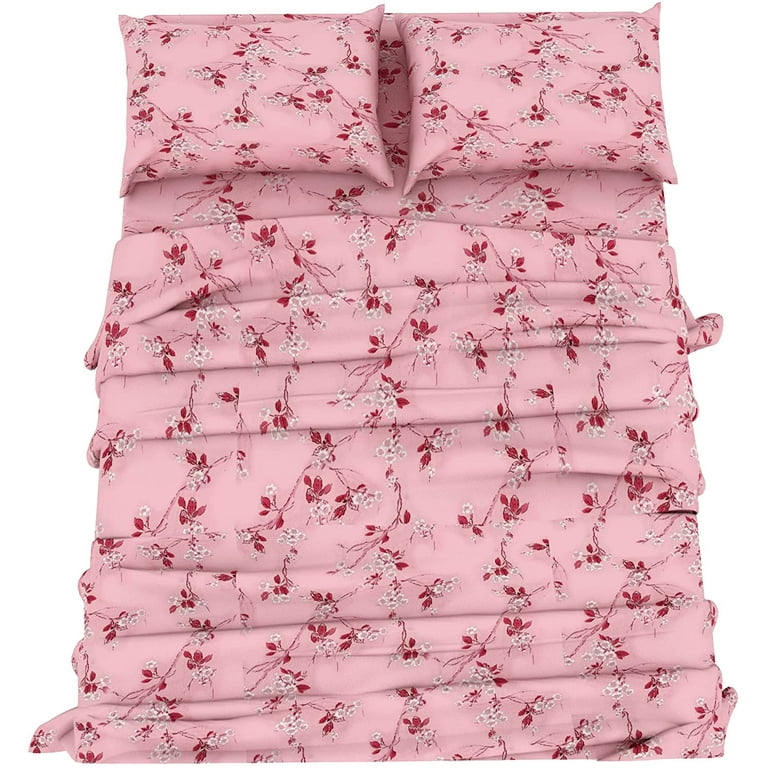 Floral Bed Sheets King Size, 18 Inches Deep Pocket Sheets 1800