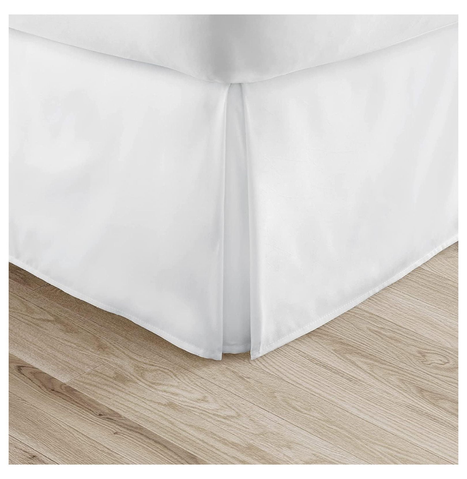 Microfiber Bed Skirts (14 inch Drop) Queen Size, Solid White Pleated
