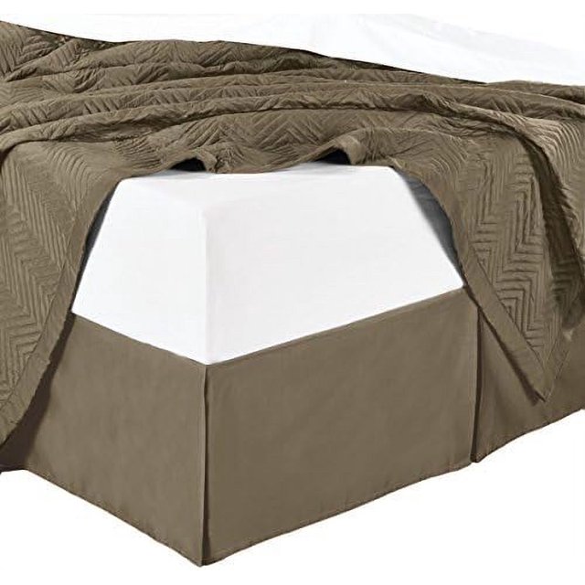 Microfiber Bed Skirts (14 inch Drop) Twin Size, Taupe Pleated