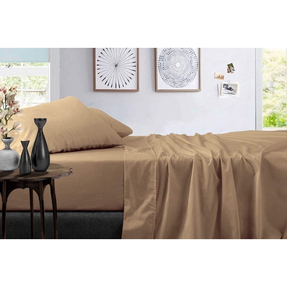 Microfiber Bedsheet For Double Bed With 2 Pillow Covers - Size 90 X 95 Inches, Cream | 300 Thread Count - Daily Use Perfect Bedsheet