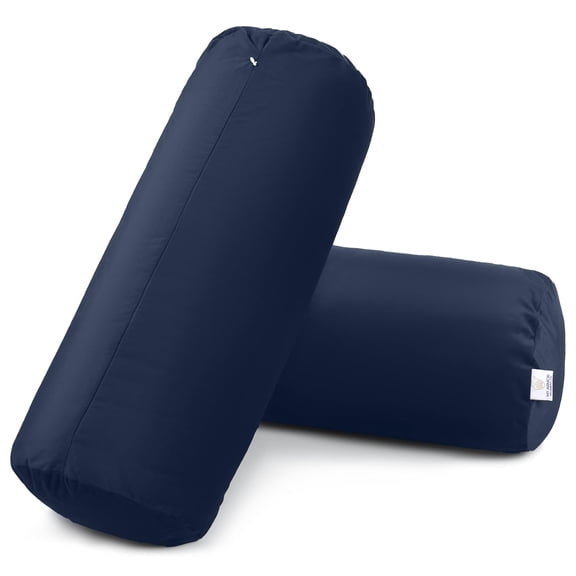 Microfiber Bolster Pillow For Bed & Sofa, Navy Blue - 10 X 25 Inches | Diwan, Round Side Pillow, Light, Soft & Fluffy For Neck & Back Support | Washable, Velvet Cover With Zip - 2 Piece