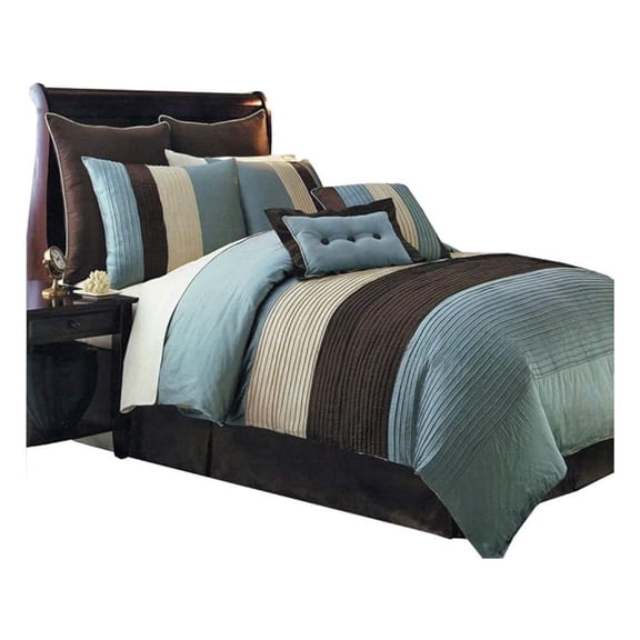 Microfiber California King Size 12PC Bed in a Bag (Comforter Set and Sheet Set) Aqua Blue