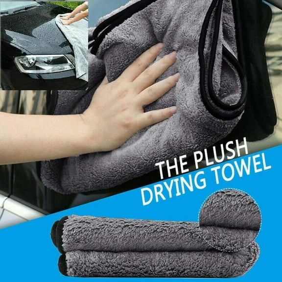 Microfiber Car Drying Towel 2 Pack | Ultra Absorbent Scratch-Free Super Soft Cleaning Cloth | 16"x16" High-End Soft Edging | Fast Water Absorption | Car Wash Detailing | Lint-Free Finish