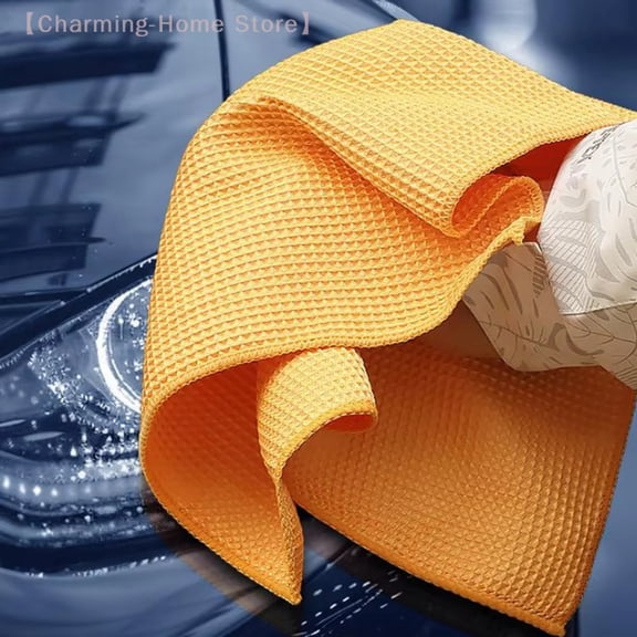 Microfiber Car Drying Towel, Drying Towels Car Detailing, Quick Drying Towel, Lint Free Microfiber Cloth, 15X15 Inch Orange Waffle Weave Fabric Streak-Free Water Pickup for